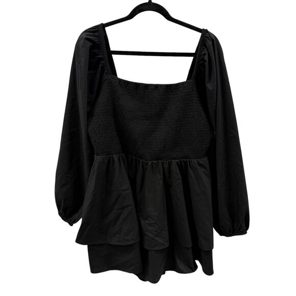 Express Square Neck Long Sleeve Smocked Poplin Romper women’s size XL - Picture 5 of 8